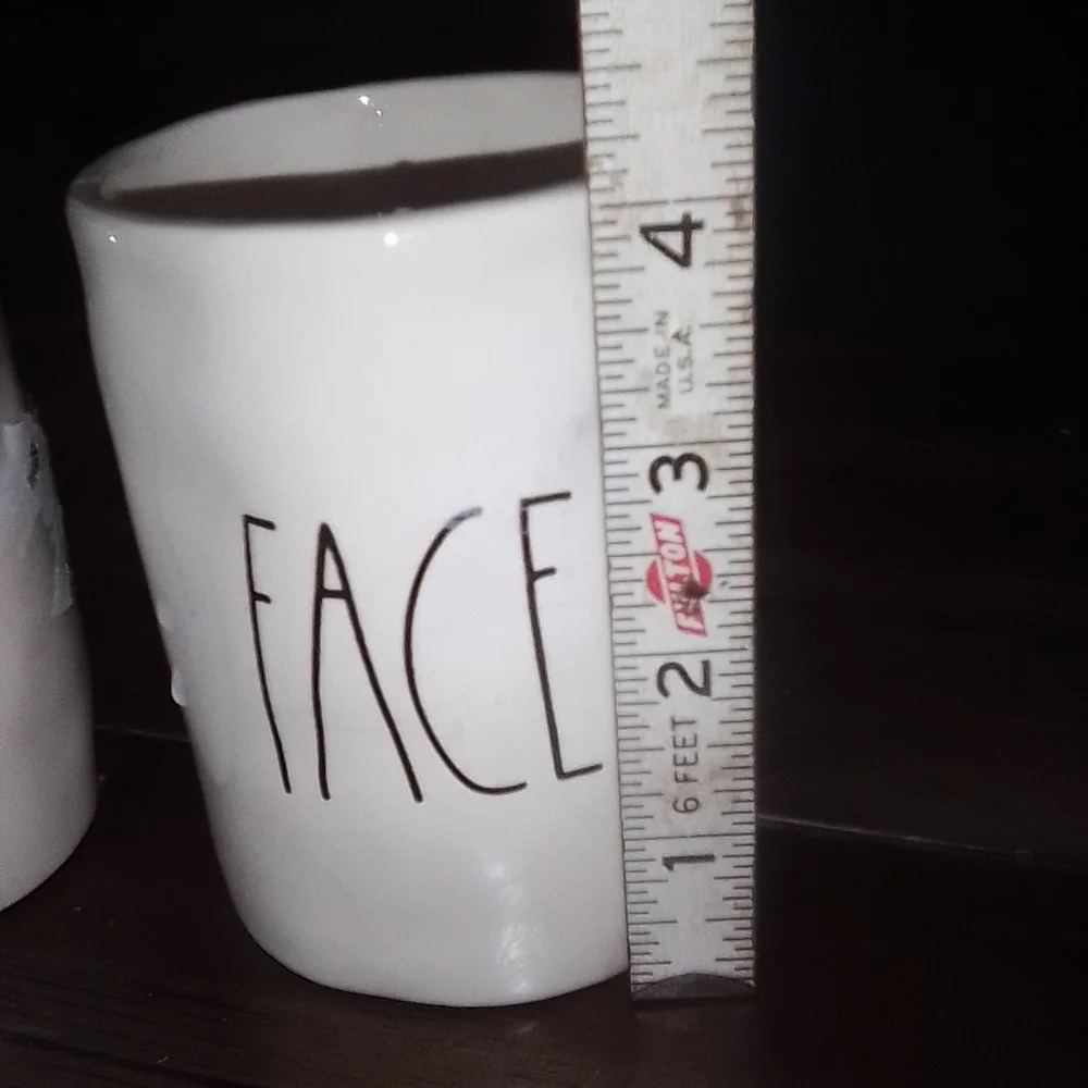 RAE DUNN Ceramic Storage Holder with 'FACE' Text